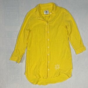 Helsol 100% Cotton Gauze button down shirt/Swim cover up Womens medium